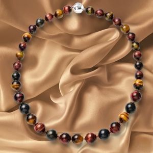 NWT PREMIUM SOUTH AFRICAN MULTI COLOR TIGER'S EYE 20" BEADED NECKLACE 620.00 CTW